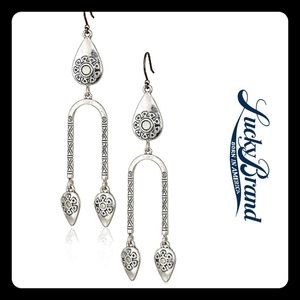 Lucky Brand White Stone Chandelier Earrings
